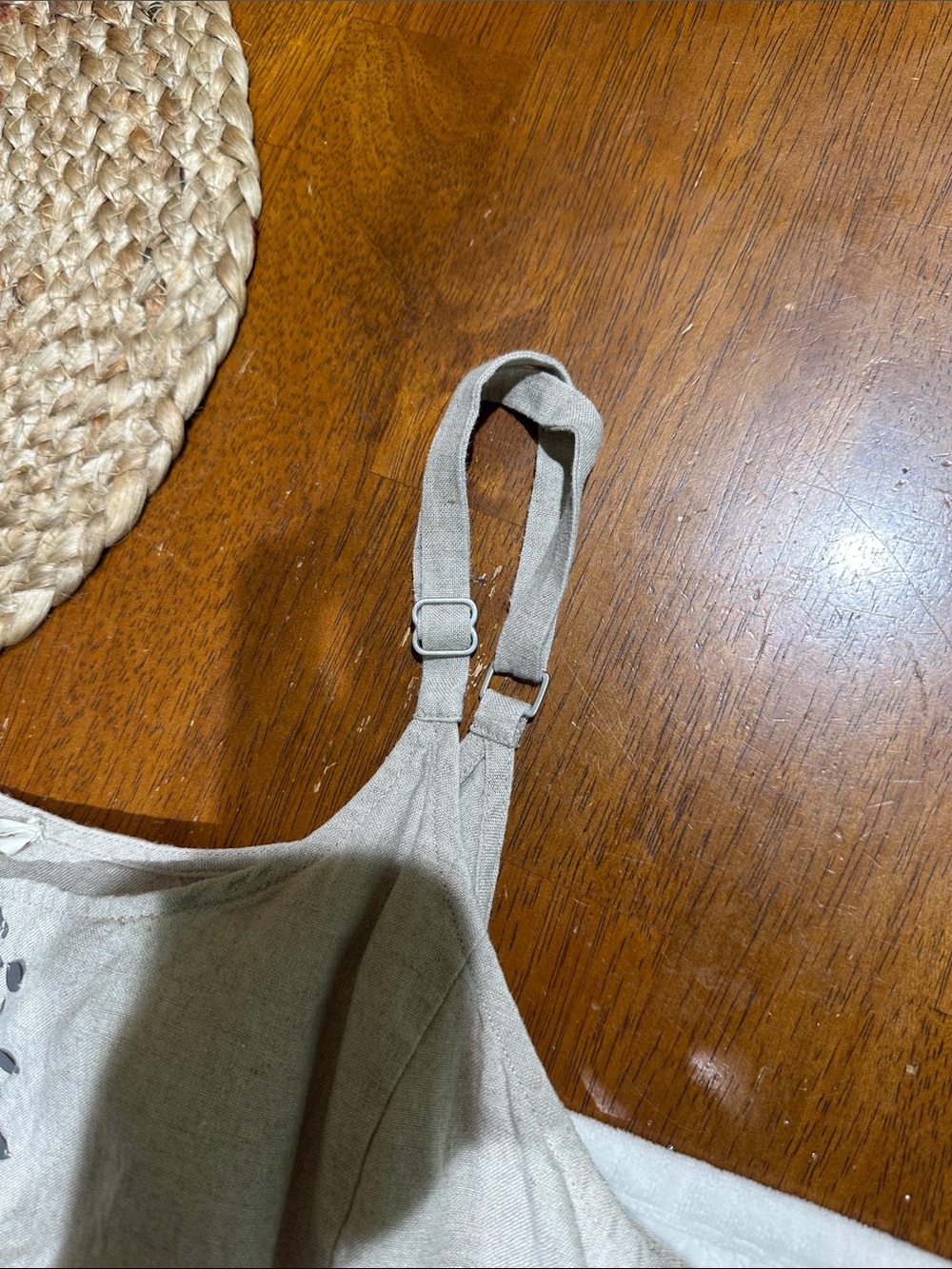 Eileen Fisher Natural Linen Camisole with Silver Sequin Detail - Picture 2 of 4